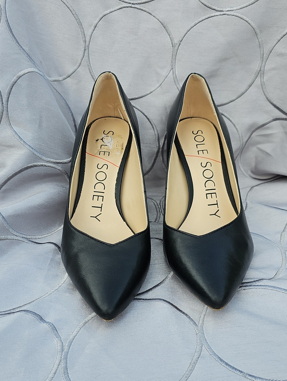 Sole Society Black Pointed-Toe Leather Pumps Ak
